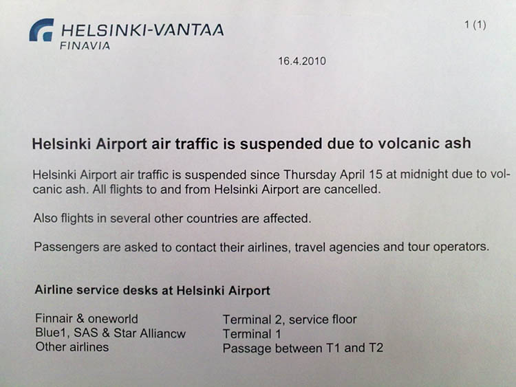 Cartel en el aeropuerto de Helsinki