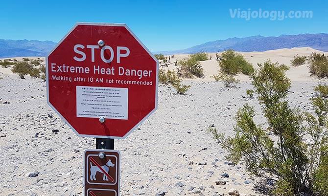 Aviso del calor en Death Valley